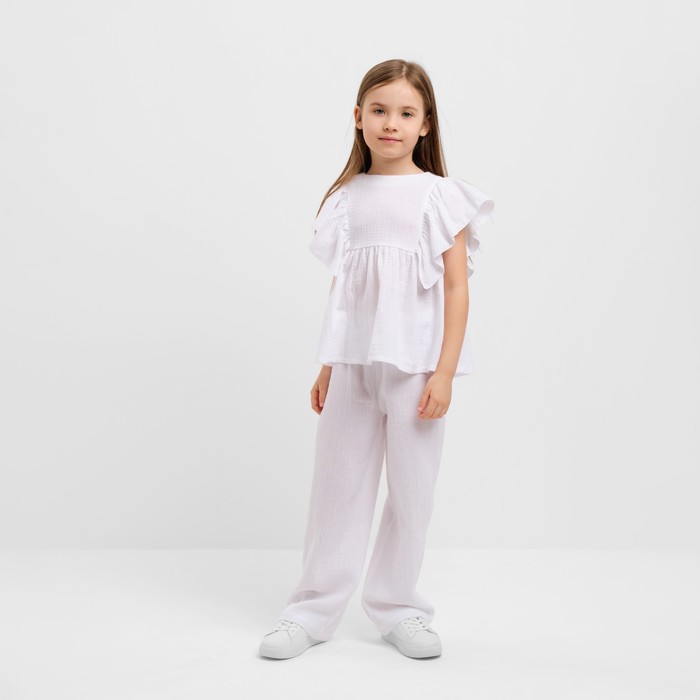 Комплект (блузка и брюки) для девочки MINAKU цвет белый, рост 110 см комплект блузка и брюки для девочки minaku цвет бирюзовый рост 140 см