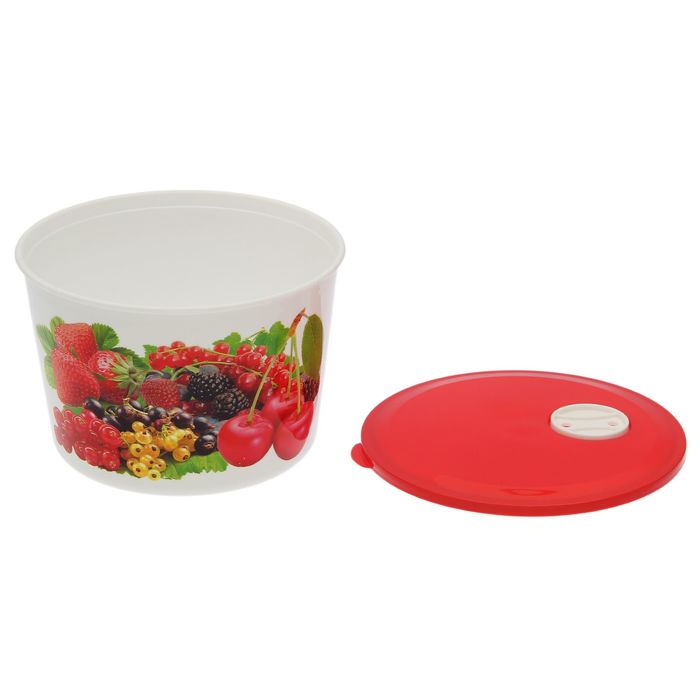Контейнер пищевой 1,7 л круглый "Престиж. Ягоды", цвет красный