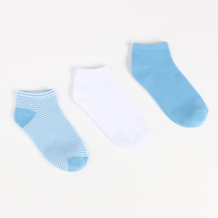 Набор носков женских (3 пары), цвет синий/белый, размер 38-40