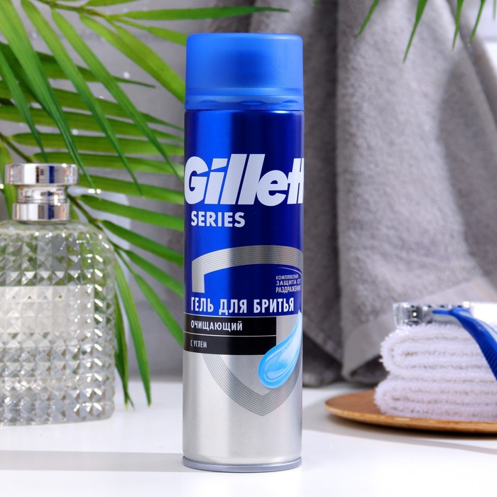 Гель для бритья Gillette Series 3x Sensitiv очищающий с углем, 200 мл