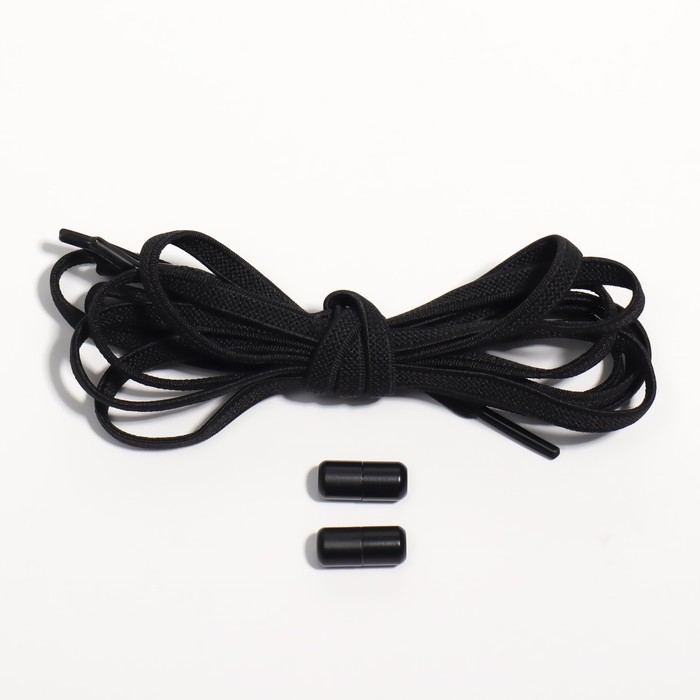 Шнурки с плоск сечением 6мм 100±5см (пара) эласт с эглетом чёрн пакет OT