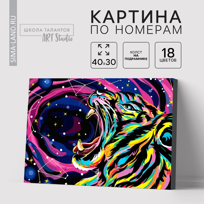 

Картина по номерам на холсте с подрамником «Космический тигр», 30х40 см