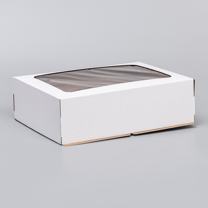 коробка для торта с окном белая 30 х 30 х 30 см Коробка под торт с окном, белая, 30 х 40 х 12 см