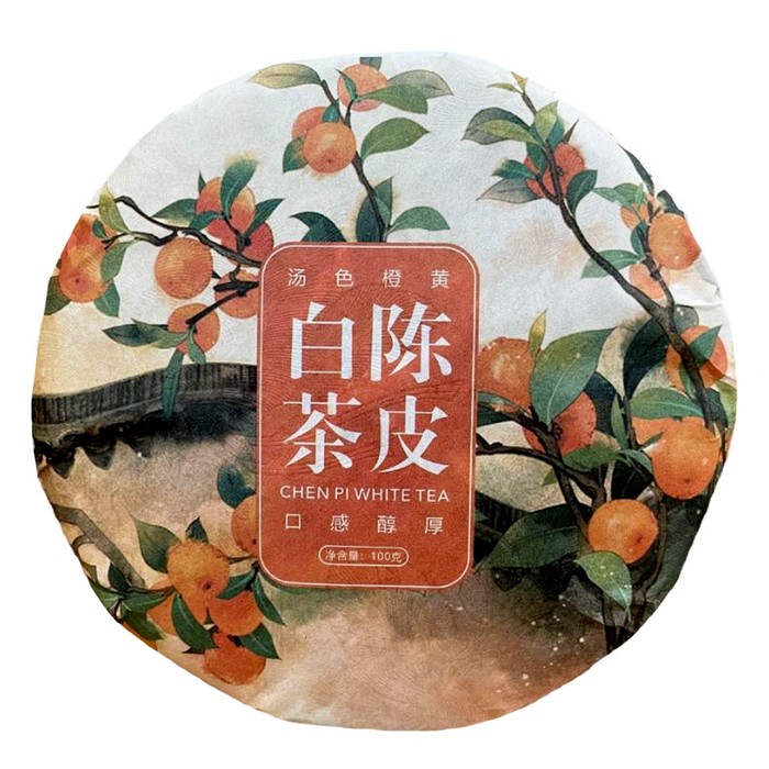 Китайский выдержанный белый чай Chenpi baicha, 100 г, 2018 г, Фудзянь, блин китайский белый чай белый пион блин 350 г