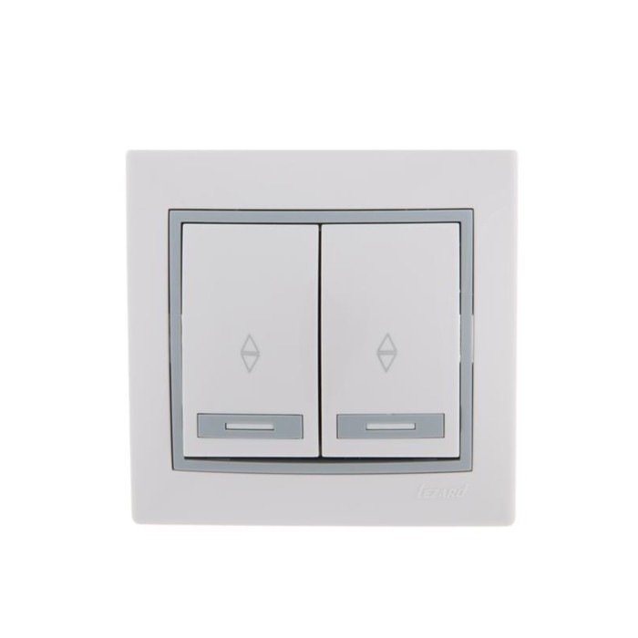 

Переключатель проходной LEZARD 701-0215-106 Mira, 2 клавиши, СП, 10А, цвет белый