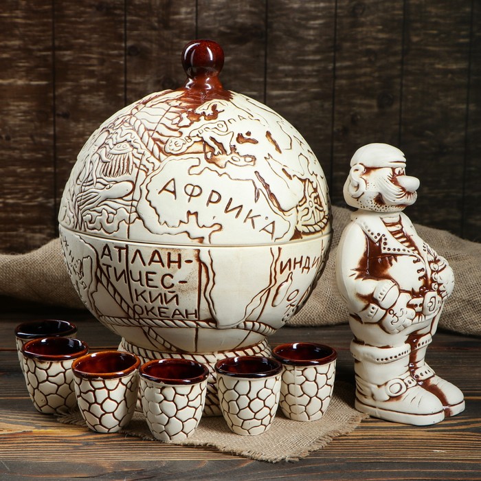 Штоф с рюмками "Глобус" 5 предметов, 0,5 л