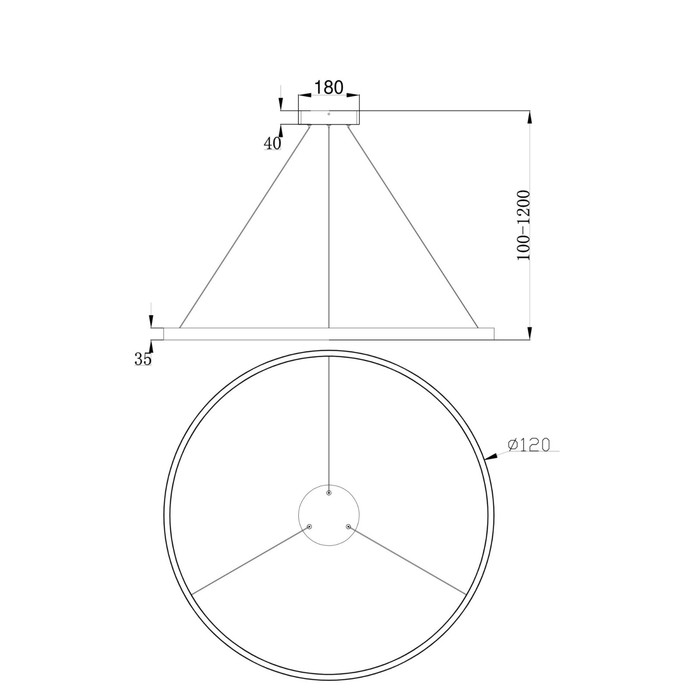 

Светильник подвесной Maytoni MOD058PL-L65W4K, 1хLED, 81Вт, 120х120х120 см, 4800Лм, цвет белый