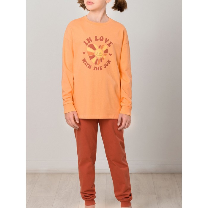 Комплект для девочек, рост 128 см, цвет оранжевый брюки для девочек рост 128 см цвет оранжевый