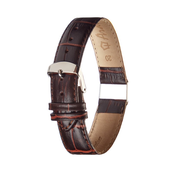 фото Ремешок для часов, мужской, 20 мм, натуральная кожа, темно-коричневый ardi