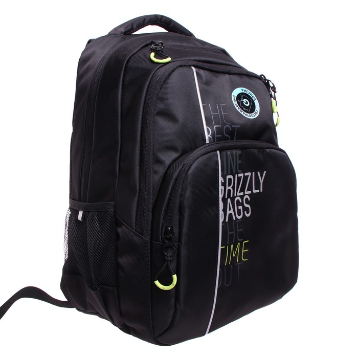 

Рюкзак молодёжный, 45 х 32 х 23 см, эргономичная спинка, Grizzly 030, чёрный/салатовый, RU-030-31m_2