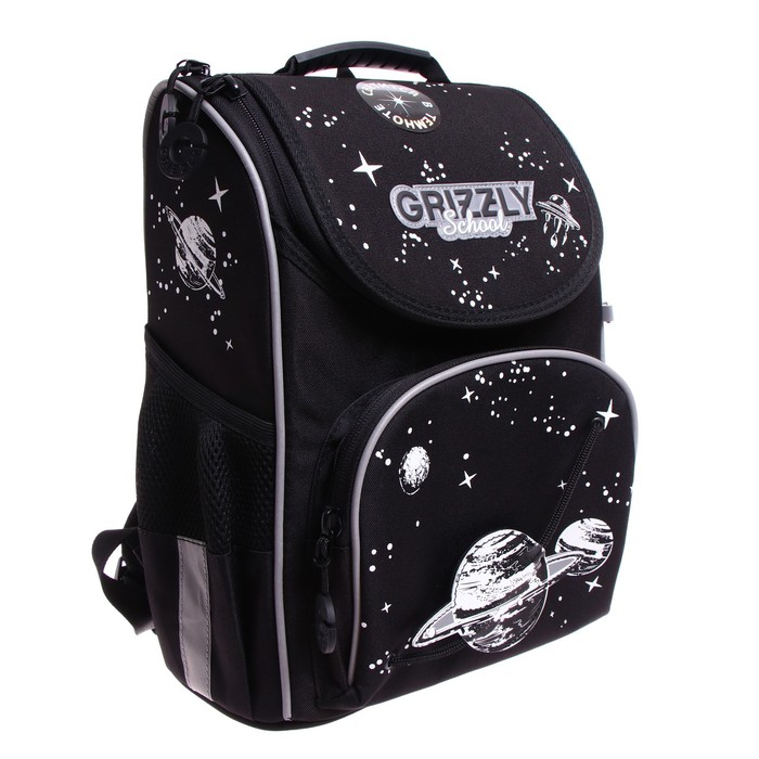 Ранец школьный Стандарт, 33 х 25 х 13 см, Grizzly RAm-385, + мешок для обуви 9521057