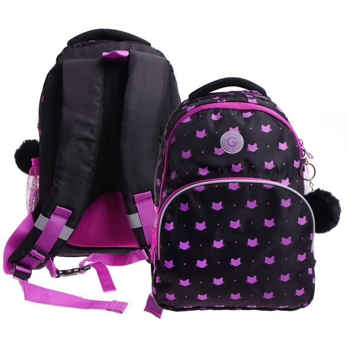 Рюкзак школьный, 40 х 27 х 20 см, Grizzly 360, эргономичная спинка, отделение для ноутбука, чёрный/сиреневый RG-360-5_3