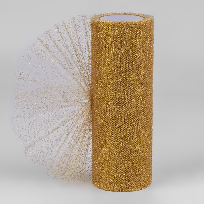 Фатин с глиттером, 15 см, 11 ± 1 г/кв.м, 9 ± 0,5 м, цвет золотой №05