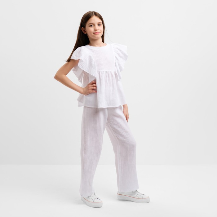 Комплект (блузка и брюки) для девочки MINAKU цвет белый, рост 140 см