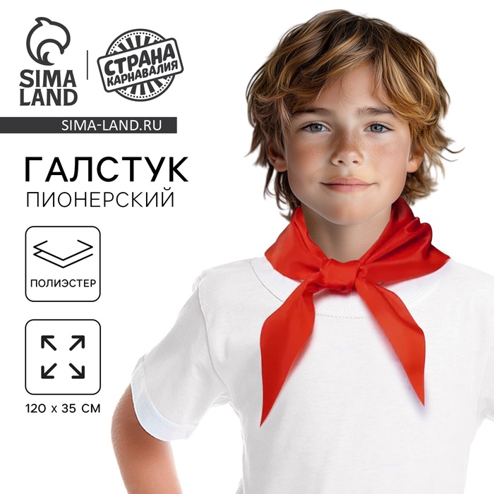 

Галстук пионерский, 100% п/э, цвет красный 120 × 35 см