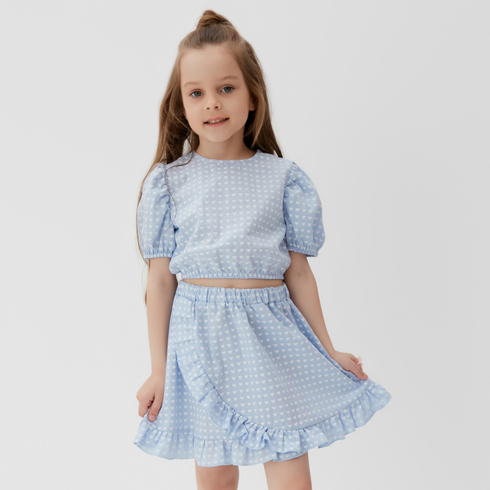 Комплект для девочки (топ, юбка) KAFTAN, размер 32 (110-116 см), цвет голубой