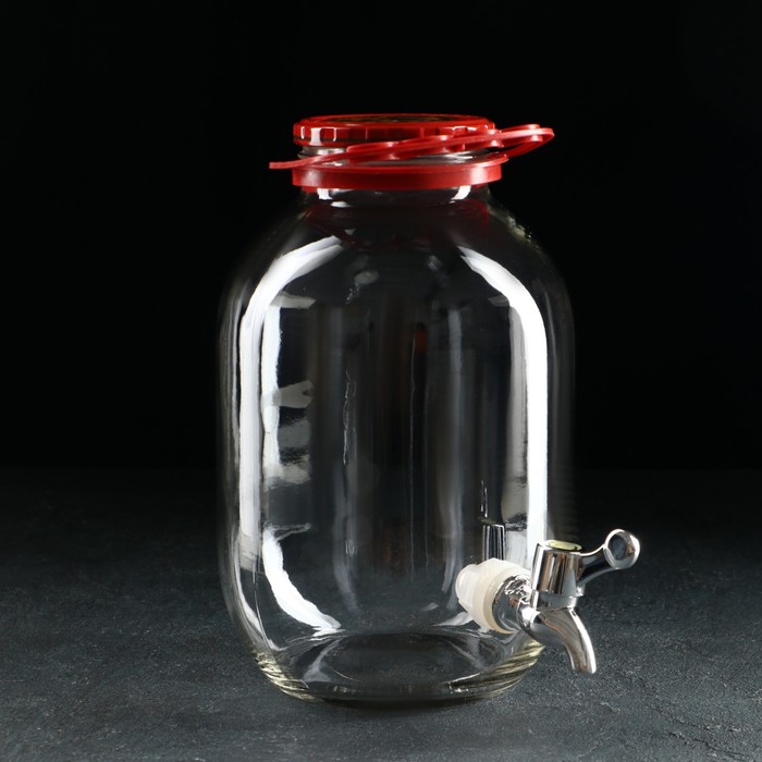 фото Кувшин стеклянный «вся сила в пиве», 3 л, с поворотным краном, с ручкой держателем, в коробке