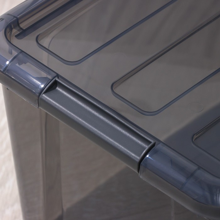 Контейнер для хранения с крышкой «Кип», 15,5 л, 37,5×28,5×23 см, цвет чёрный прозрачный