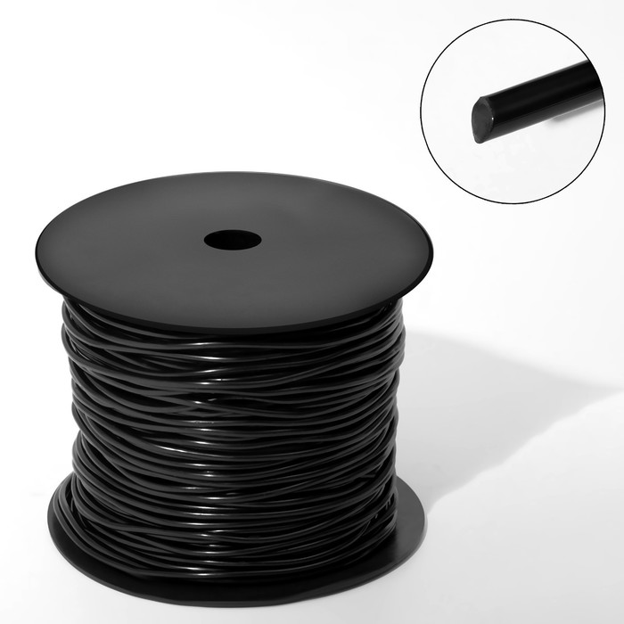 Шнур каучуковый на бобине, 80 м, полый, d=2 мм, цвет чёрный