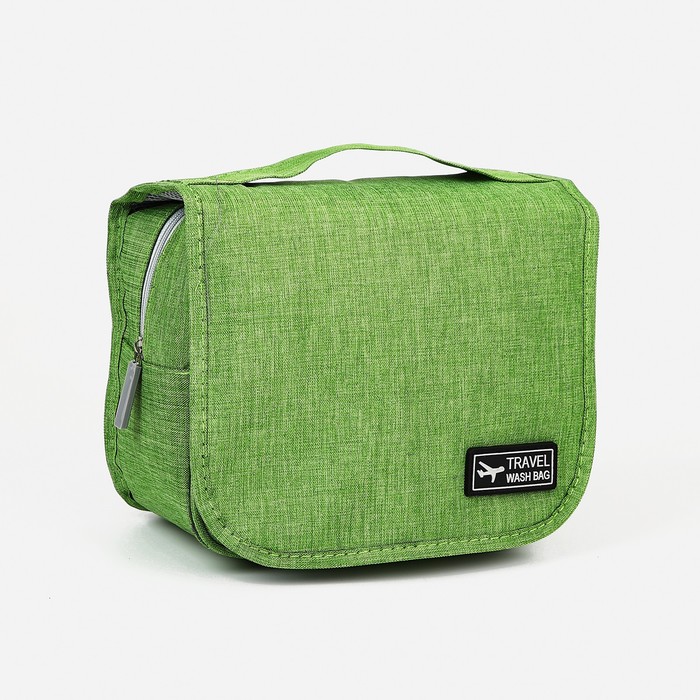 

Косметичка-несессер на липучках, с крючком, цвет зелёный