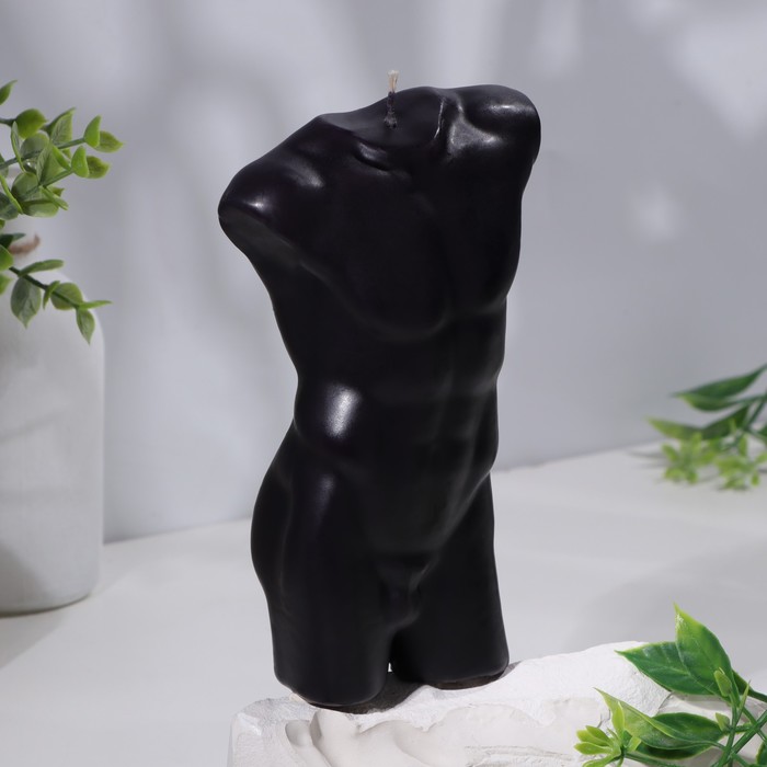 Свеча фигурная Торс мужской, 6х17 см, черный, 6 ч