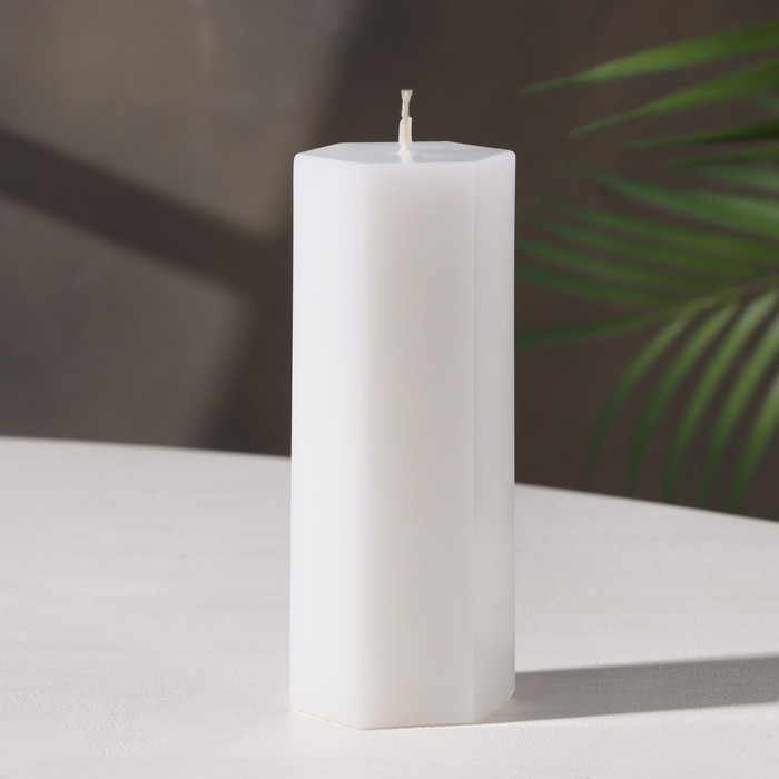 Свеча декоративная Шестигранник, 5х13 см, белый, 8 ч