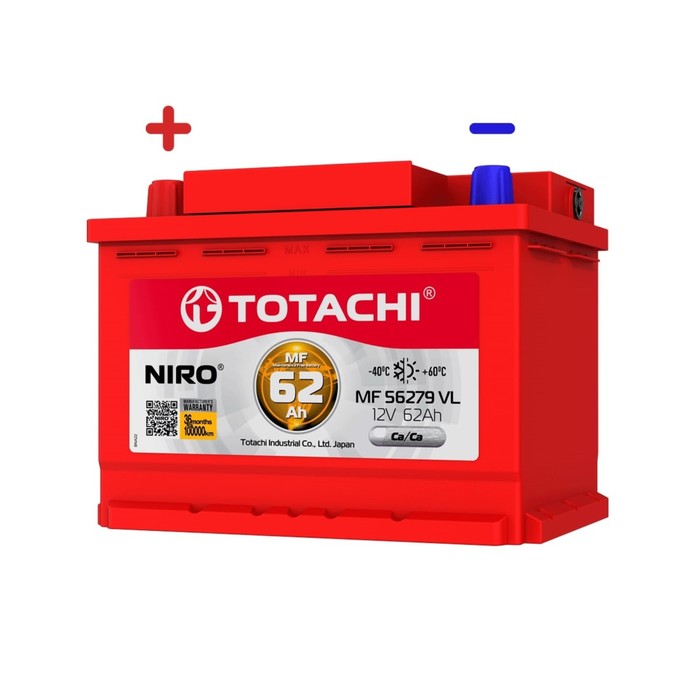 Аккумуляторная батарея Totachi NIRO MF 56279 VL, 62 Ач, прямая полярность аккумуляторная батарея totachi niro mf 57514 vlr 75 ач обратная полярность