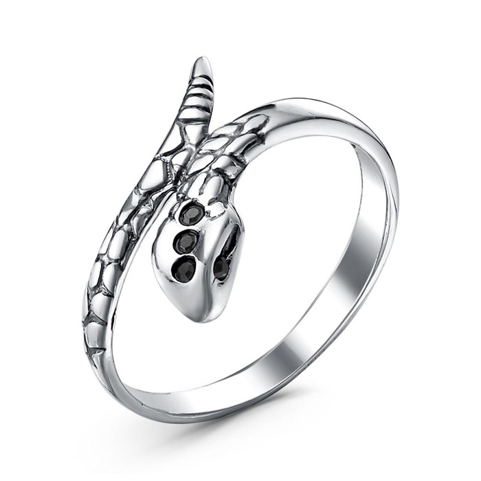 Кольцо «Змея», посеребрение с оксидированием, цвет чёрный, 17 размер кольцо змея посеребрение с оксидированием цвет чёрный 17 размер
