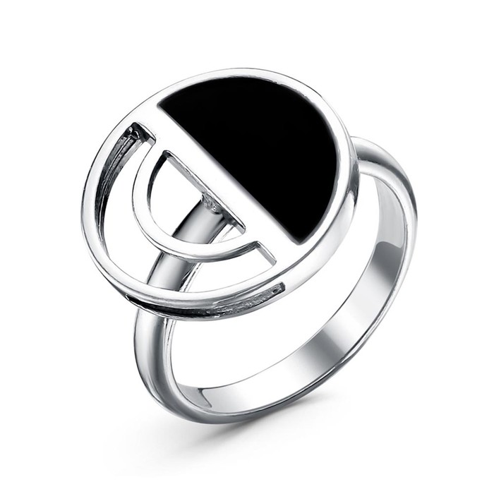 Кольцо «Минимализм» чёрный полукруг, посеребрение с оксидированием, 16,5 размер кольцо минимализм посеребрение с оксидированием 18 размер