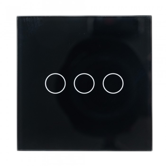 Выключатель Sibling Powerlite-WS3В, беспроводной, сенсорный, 3 клавиши, цвет чёрный выключатель sibling powerlite ws2w беспроводной сенсорный 2 клавиши цвет белый
