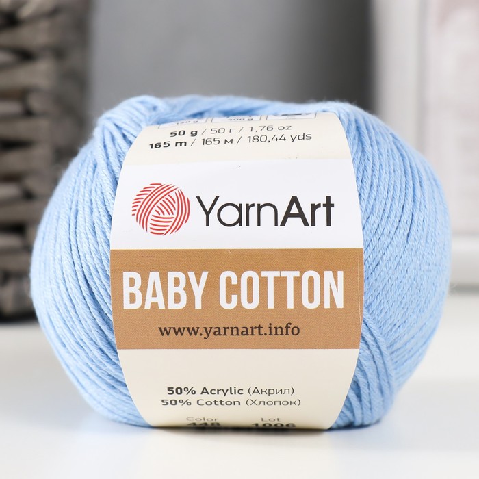 

Пряжа "Baby cotton" 50% акрил 50% хлопок 165м/50гр (448 св.голубой)