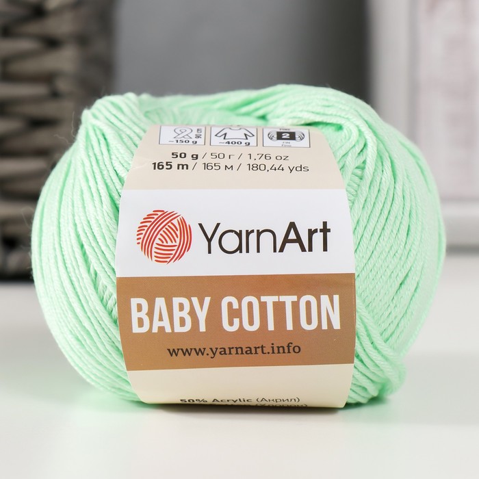 

Пряжа "Baby cotton" 50% акрил 50% хлопок 165м/50гр (435 весна)