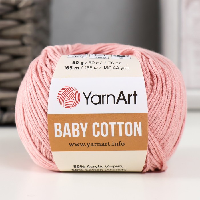 Пряжа Baby cotton 50% акрил 50% хлопок 165м/50гр (413 пудра) пряжа для вязания alize cotton baby soft 100г 270м 50% xлопок 50% aкрил 336 оранжевый 5 мотков