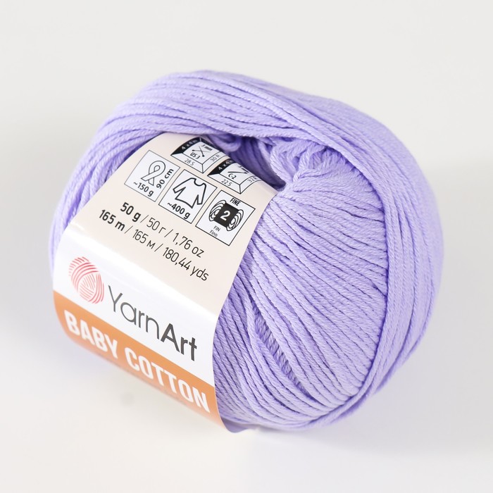

Пряжа "Baby cotton" 50% акрил 50% хлопок 165м/50гр (417 сирень)