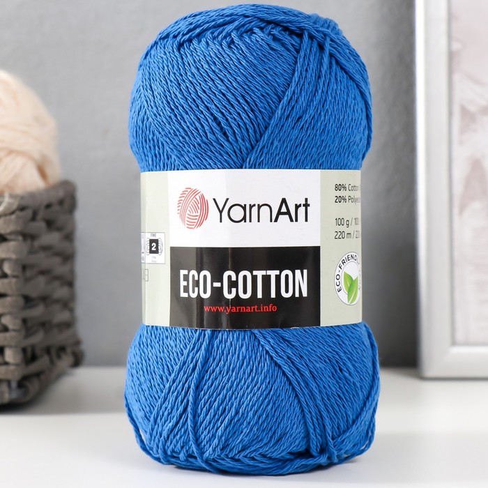 

Пряжа "Eco-Cotton" 80% хлопок 20% полиэстер 220м/100гр (774 василек)