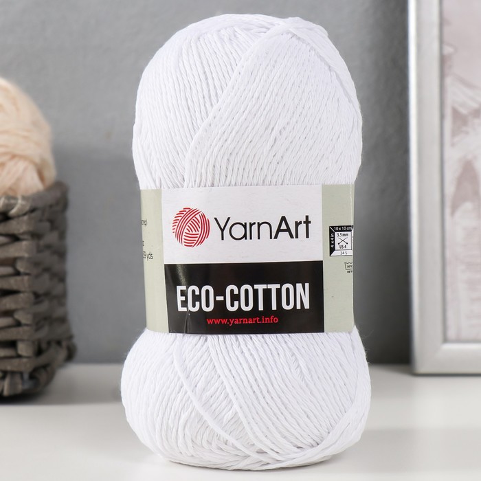 Пряжа Eco-Cotton 80% хлопок 20% полиэстер 220м/100гр (760 ультрабелый) пряжа семеновская пряжа a elita quatro 964 ультрабелый 5 шт по 100 г