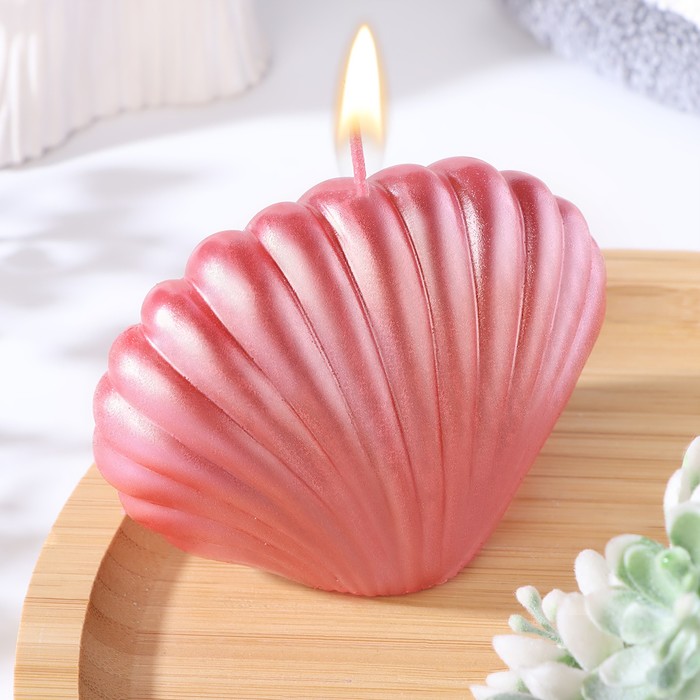Свеча фигурная Ракушка, 4х9х6,5 см, розовый перламутр