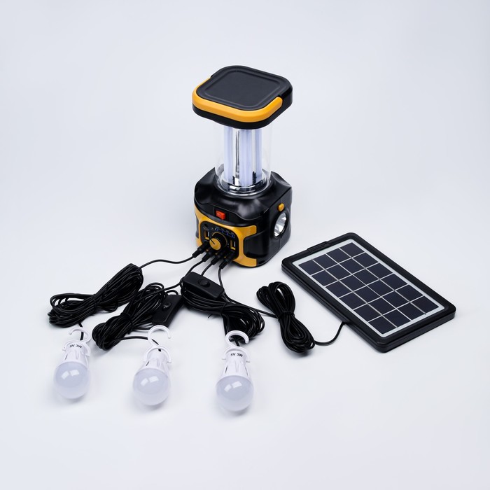 Фонарь кемпинговый аккумуляторный, 20+10 Вт, LED, индикатор заряда, USB, солнечная батарея фонарь кемпинговый аккумуляторный 10 вт 10 led 500 мач солнечная батарея