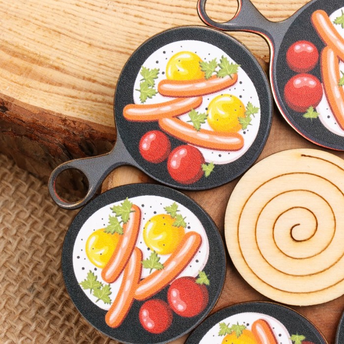 

Подставка под горячее "Сковородка", 12х12 см, микс дерева
