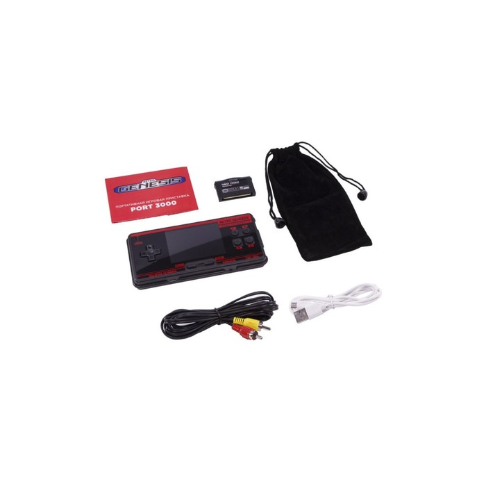 Игровая приставка Retro Genesis Port 3000, AV кабель, 400 игр, 1800 мАч, черно-красная портативная игровая приставка retro genesis port 3000 белый винтаж