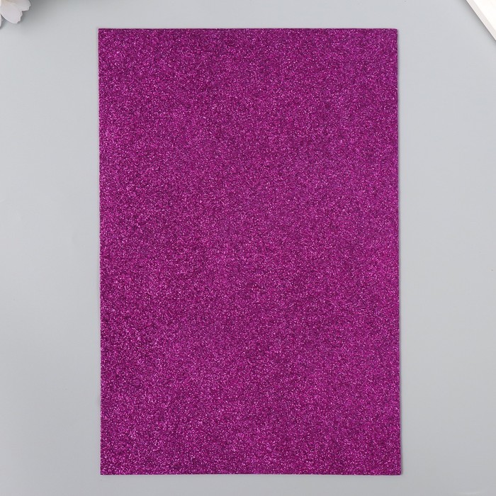 Фоамиран глиттерный 2 мм 20х30 см, фиолетовый