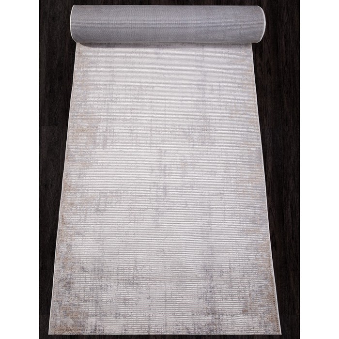 Ковровая дорожка Alanya 22376A, размер 100x2500 см, цвет white / l.grey