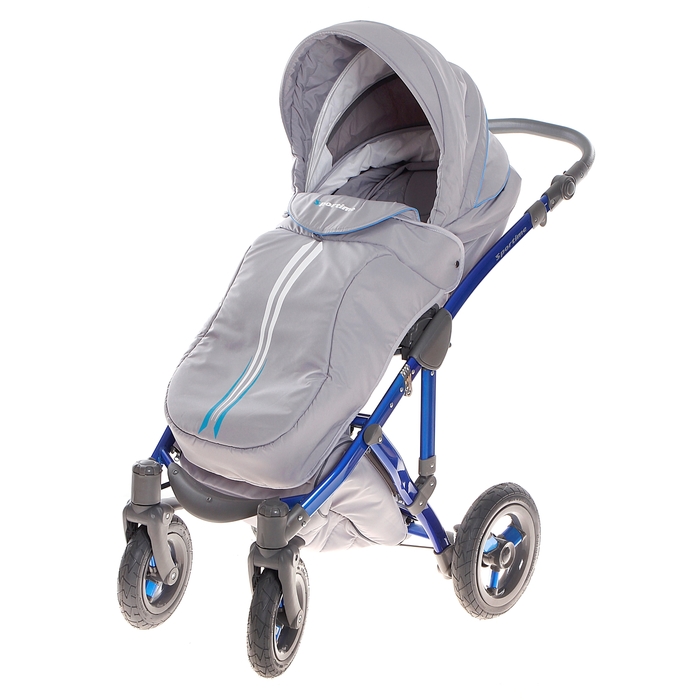 Коляска 2 в 1 Sportime: люлька, прогулочный блок, цвет сине-серый