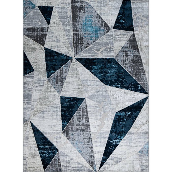 Ковёр прямоугольный Kleopatra 37515A, размер 200x400 см, цвет blue fls/l.grey
