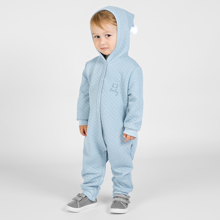 цена Комбинезон детский с капюшоном Bunny, рост 74 см, цвет голубой