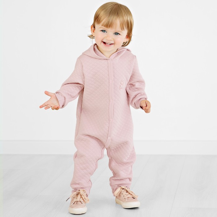 фото Комбинезон детский с капюшоном bunny, рост 80 см, цвет пудровый bossa nova