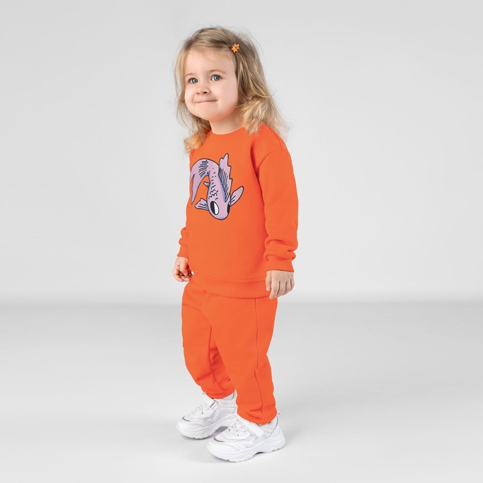 Костюм для девочки: свитшот и брюки, рост 92 см, цвет оранжевый