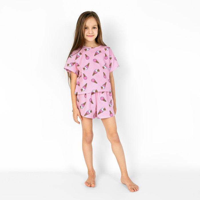 Пижама для девочки: футболка и шорты «Симпл-димпл», рост 146 см, цвет розовый ночная сорочка симпл димпл для девочки рост 158 см цвет ментоловый