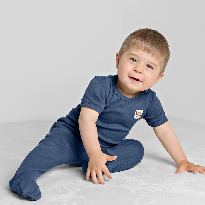 Ползунки детские с закрытыми ножками Basic, рост 56 см, цвет синий