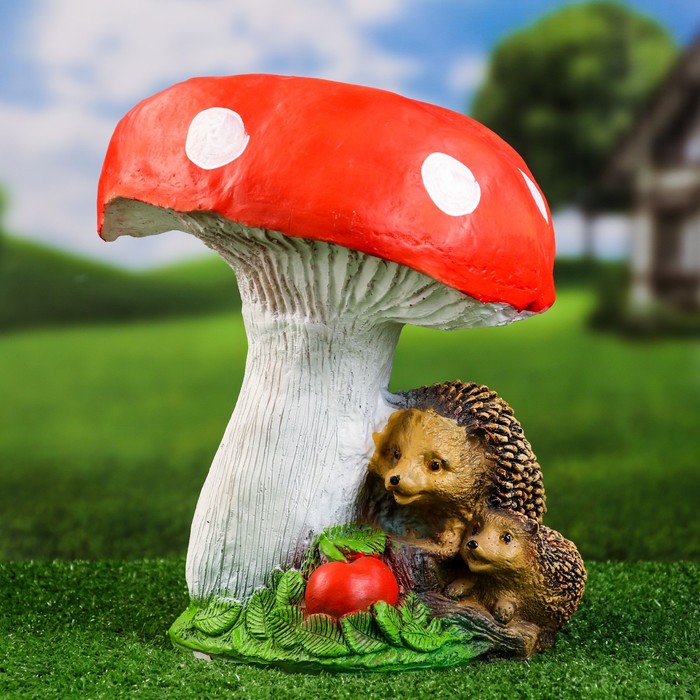 Садовая фигура Гриб с двумя ежами 27см садовая фигура гриб подосиновик с ежами 27х37х37см
